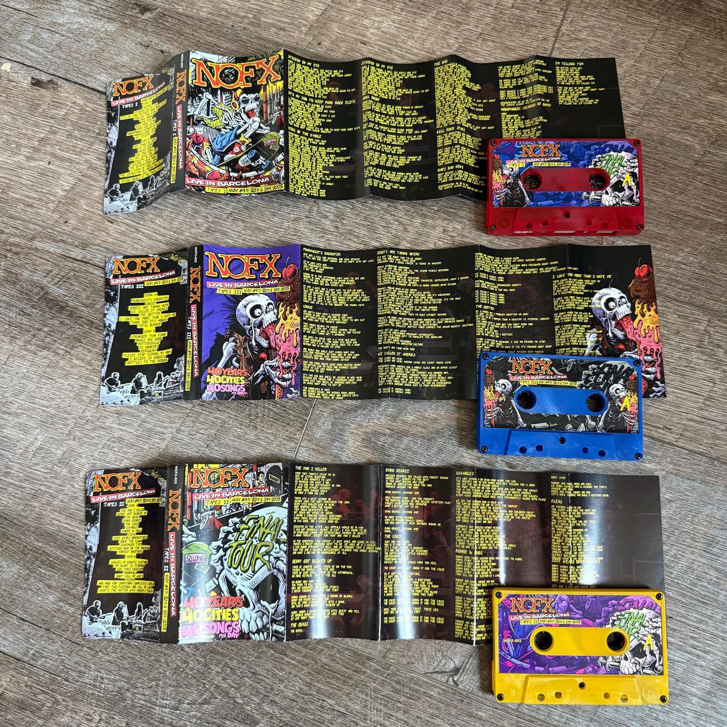 NOFX Live In Barcelona CASSETTE TAPE Boxset (3 Cassettes + Stickers)