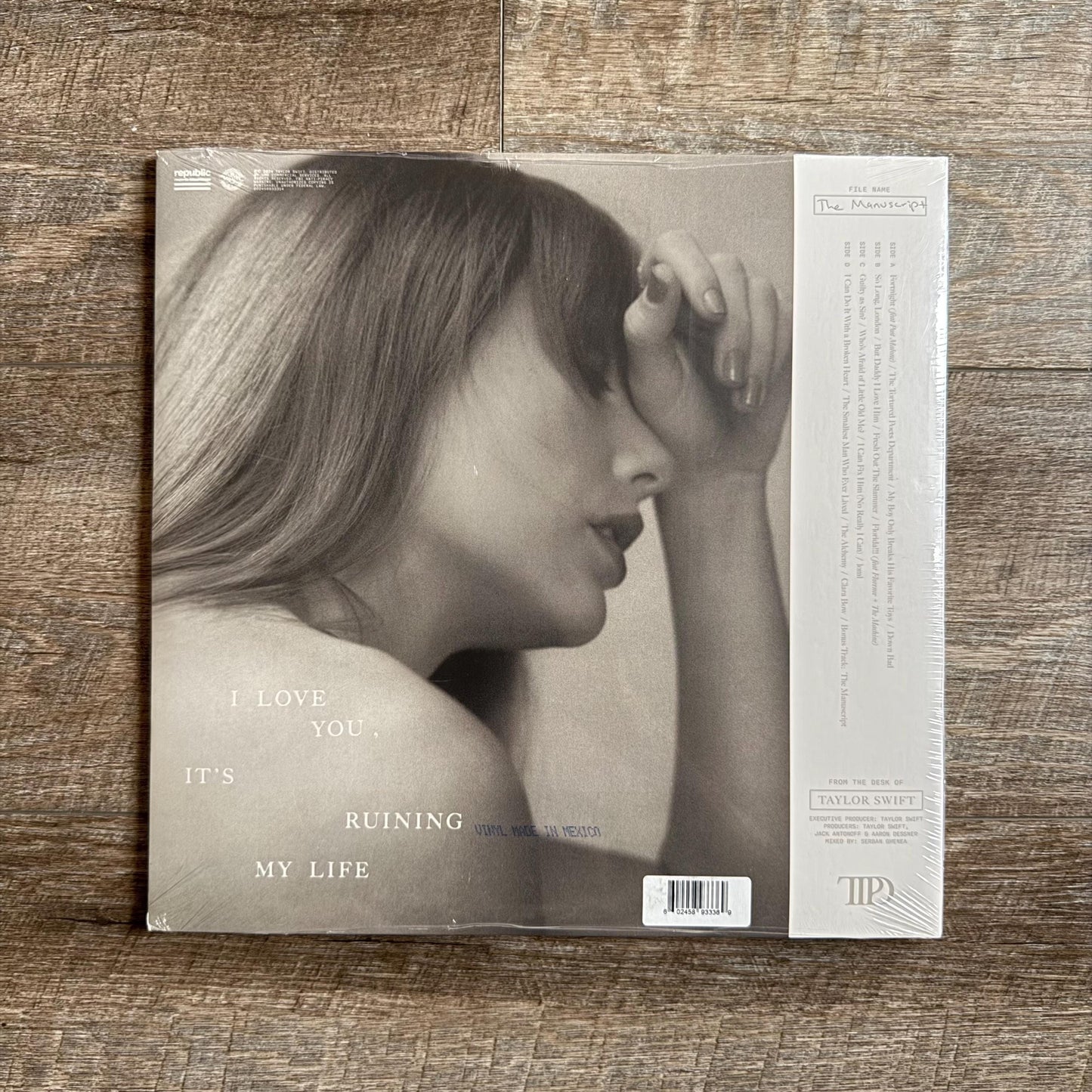 Taylor Swift Vinyl – The Tortured Poets Department + Bonus Track “The Manuscript” (Phantom Clear Vinyl)