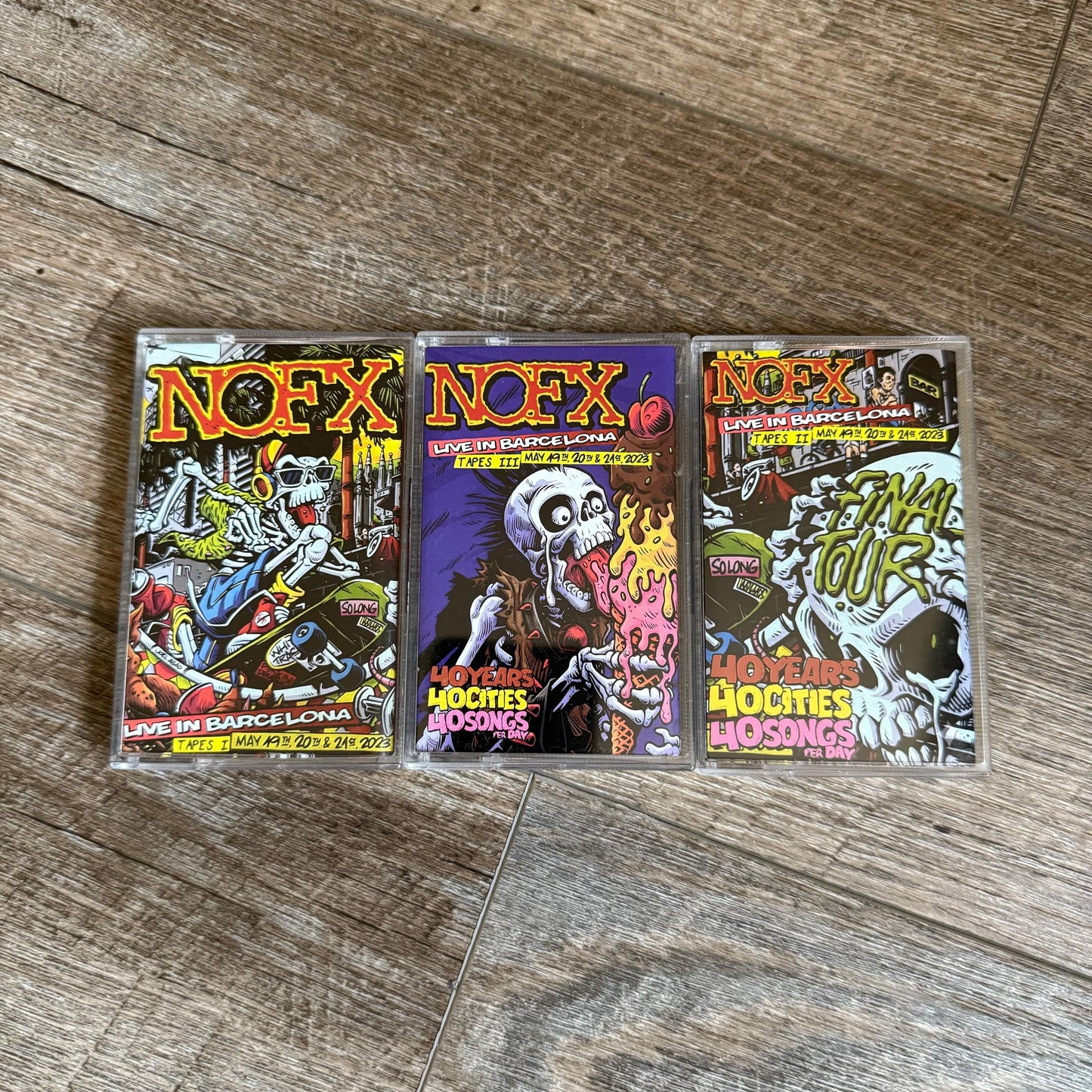 NOFX Live In Barcelona CASSETTE TAPE Boxset (3 Cassettes + Stickers)